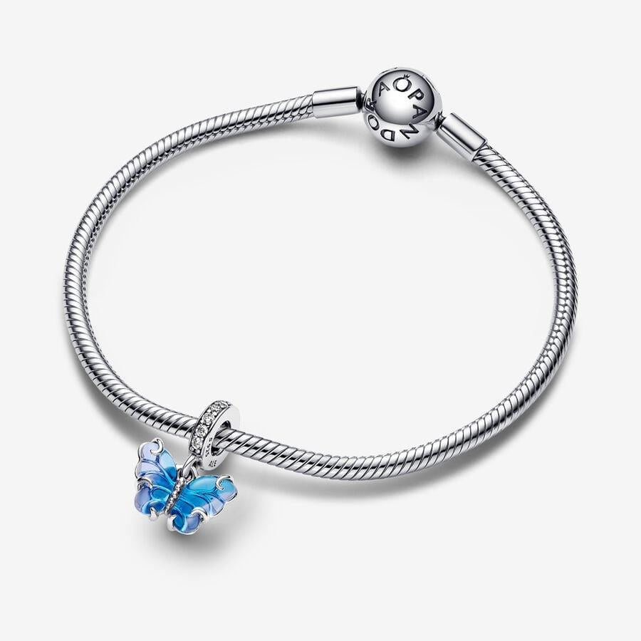 Pandora Blue Murano Glass Butterfly Dangle Charm Pandora Blue Murano Glass Butterfly Dangle Charm